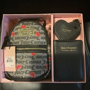 NWT Juicy Couture Mini Backpack Gift Set Luggage Tag And Passport Holder NEW